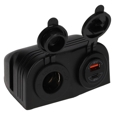 Power line 12 volt contactdoos uni en usb-a + usb-c lader - opbouw