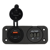 Power line digitale voltmeter 10-30v en usb-a + usb-c lader - inbouw - afbeelding 2