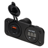 Power line digitale voltmeter 10-30v en usb-a + usb-c lader - inbouw - afbeelding 1