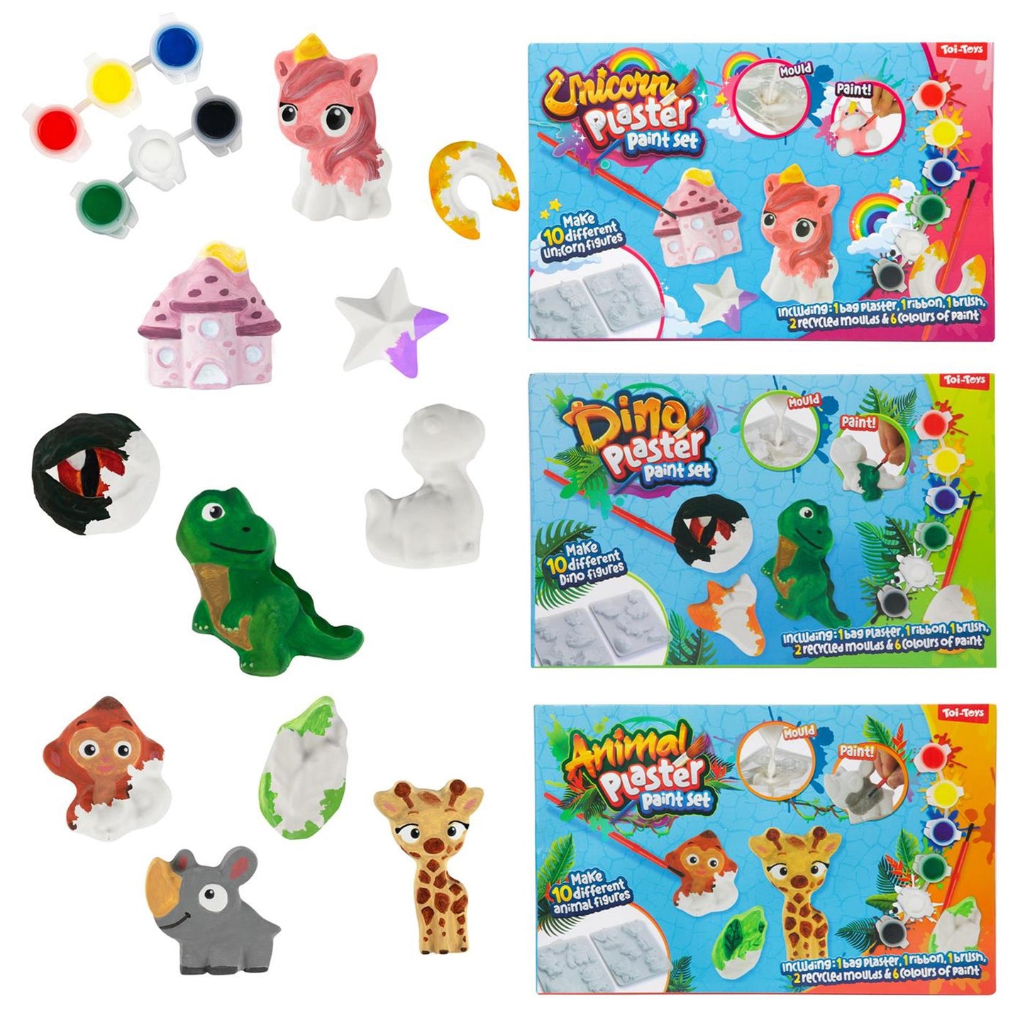 Toi-toys set gips gieten wild life met mal, verf en kwast