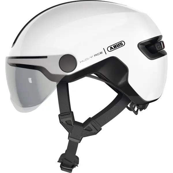 Abus fietshelm hud-y ace shiny white s - 51-55 cm - wit - geschikt voor gebruik op elektrische fietsen - stadsfietsen - 400 g