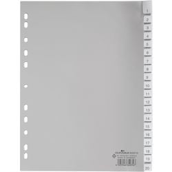 Tabbladen durable 6443 polypropyleen a4 230x297mm grijs 20 tabs