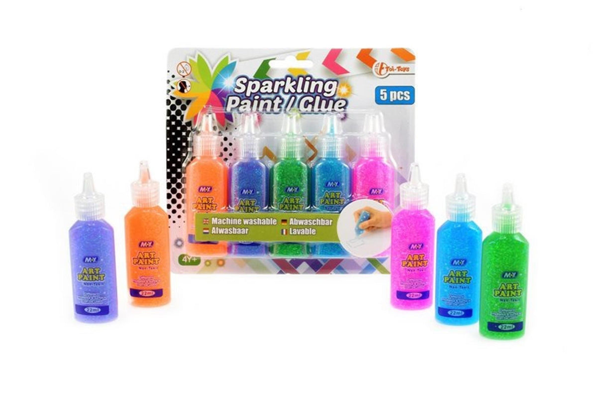 Toi-toys toi toys glitter kleurlijm 5 stuks op kaart