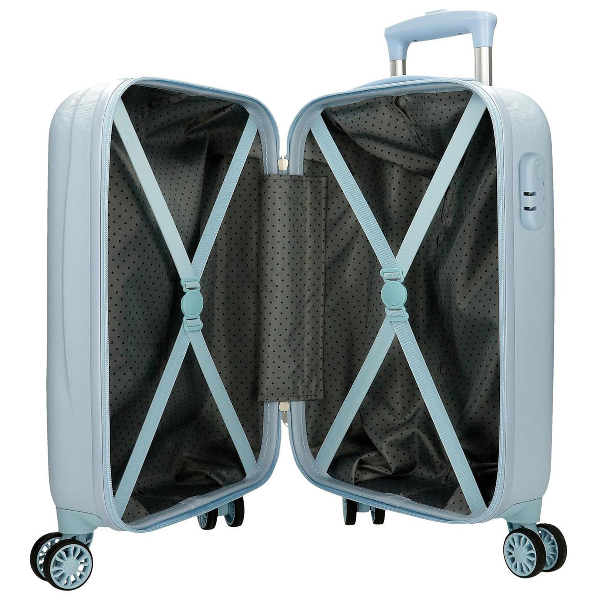 Trolleykoffer happy stitch blauw, 50cm
