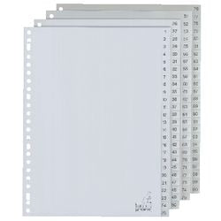 Kangaro tabbladen - a4 - pp 120 micron - grijs - 23-gaats - 100-delig cijfers