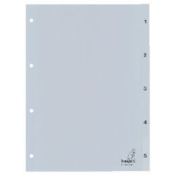Tabbladen kangaro g405c pp a4 120 micron grijs 5-delig 1-5 4-gaats bedrukt