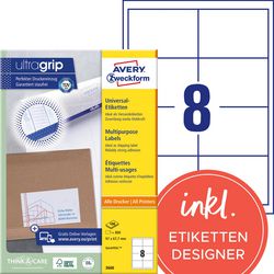 Multifunctionele etiketten avery zweckform quickpeel wit 800 stuks