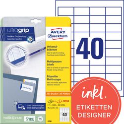 Universele etiketten avery zweckform quickpeel wit 1.000 stuks