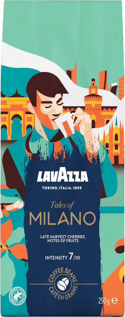 Lavazza tales of milano koffiebonen - 6 x 250 gram - 100% arabica koffie bonen - intensiteit 7 10