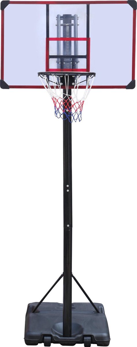 Engelhart basketbalstandaard verstelbaar 270–305 cm – basketbalring ø 45 cm met weerbestendig net – extra hoge basketbalpaal –