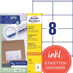 Universele etiketten avery zweckform 3426 105x70mm wit