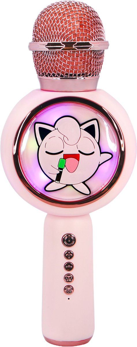 Otl technologies pokémon jigglypuff - draadloze karaoke microfoon voor kinderen - oplichtend led display - speaker - stemvervorming