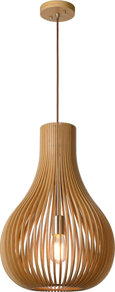 Lucide bodo - hanglamp - ø 38 cm - 1xe27 - lichte houtlook - japandi