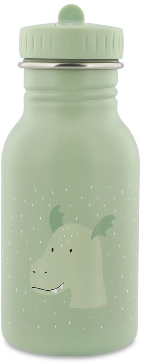 Trixie drinkfles – mr. dragon- rvs waterfles voor kinderen - 350ml - lekvrije fles – groen – draak
