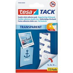 Kleefpads tesa dubbelzijdig transparant pak 72 stuks