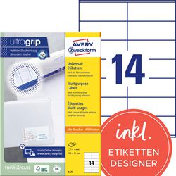 Avery universele etiketten 3477 105x41mm wit