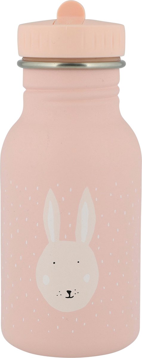 Trixie drinkfles - mrs. rabbit - rvs waterfles voor kinderen - 350ml - lekvrije fles - roze