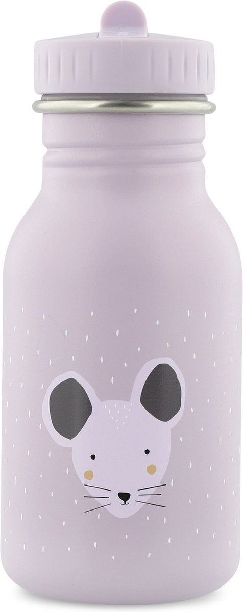 Trixie drinkfles - mrs. mouse - rvs waterfles voor kinderen - 350 ml - lekvrije fles - violet - muis