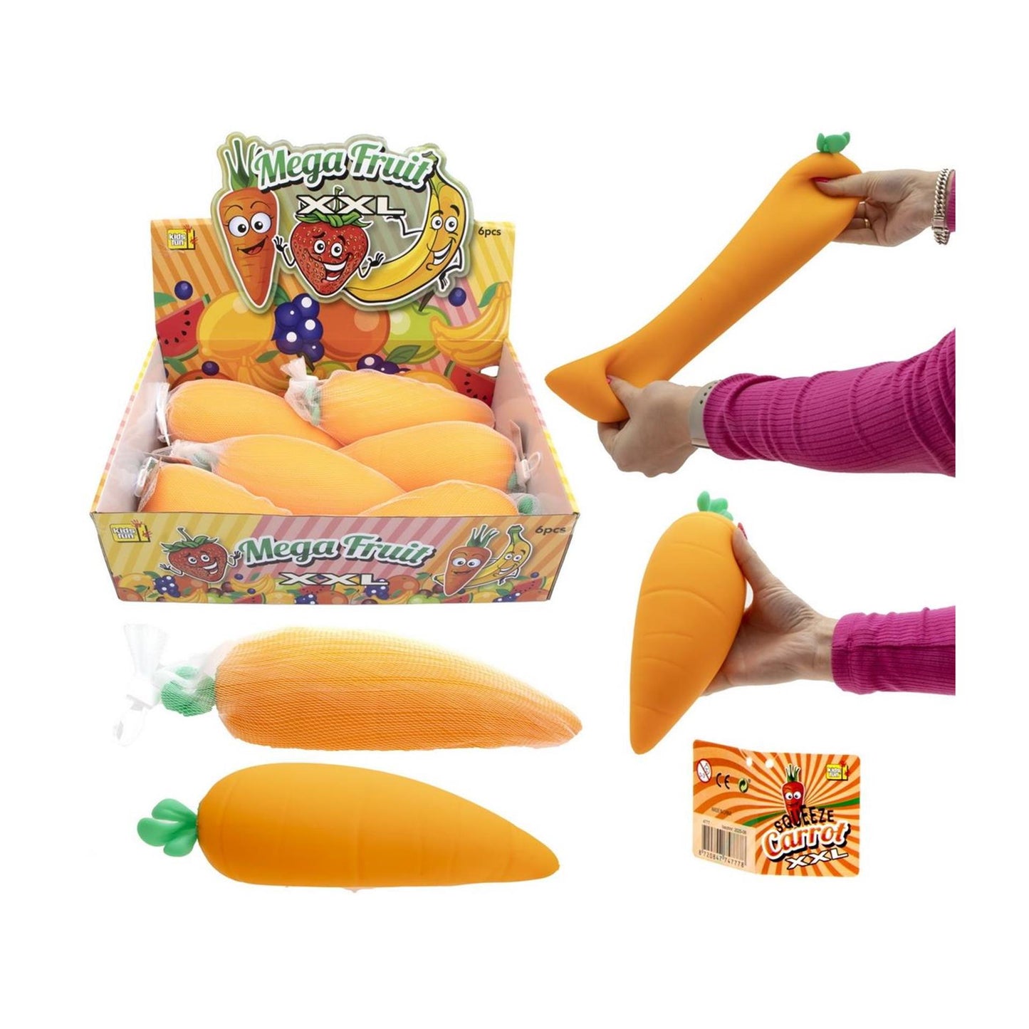 Squeeze xxl wortel 28cm 360gr 6 stuks