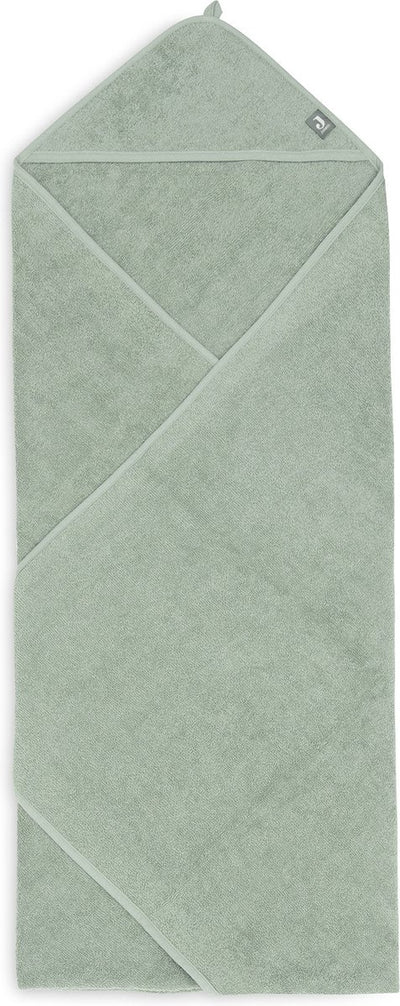 Jollein - badcape badstof 100x100cm - baby handdoek met badcape, omslagdoek, badponcho - ash green