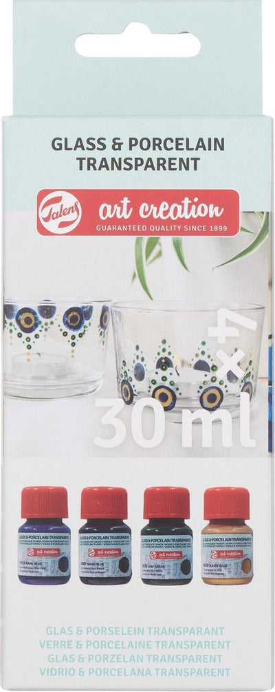 Talens art creation glas porselein transparant set 4 x 30 ml blauw