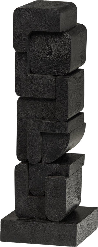 Woood isan sculptuur ornament - hout - zwart - 53x18x18
