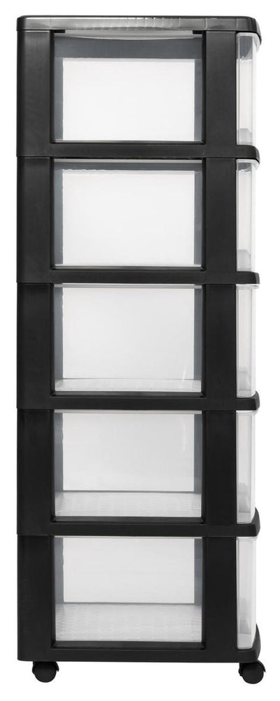 Curver essentials ladesysteem - 5x20 liter - zwart transparant