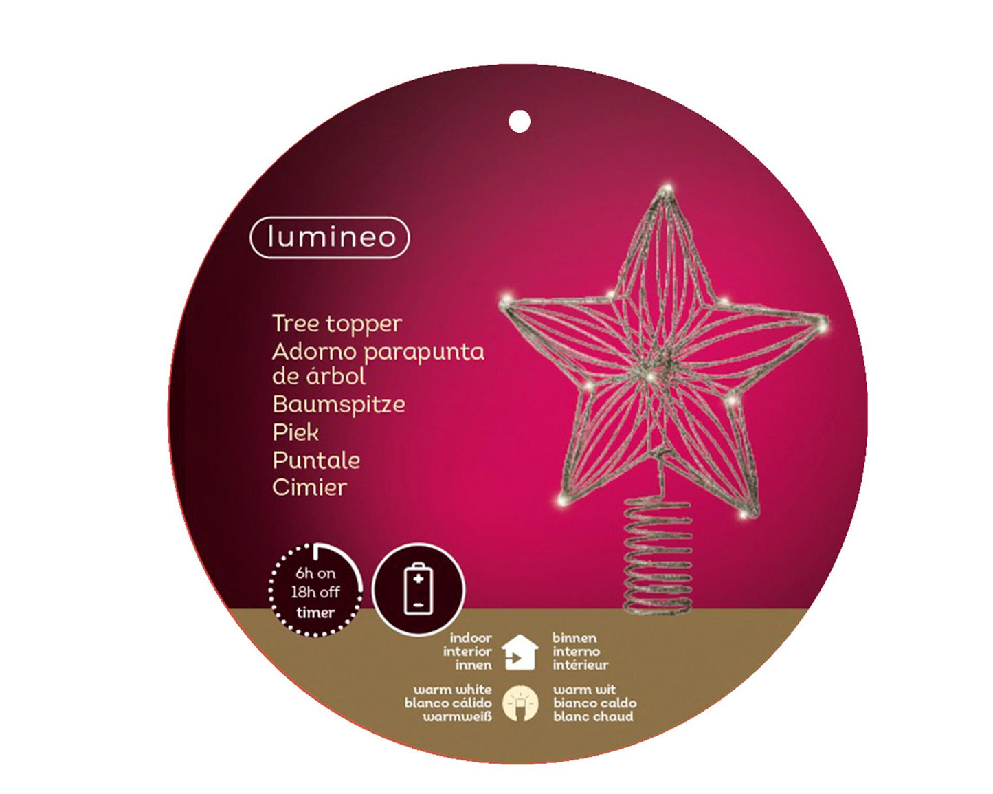 Lumineo piek ster met 12 led lampen werkt op batterij met timer.
