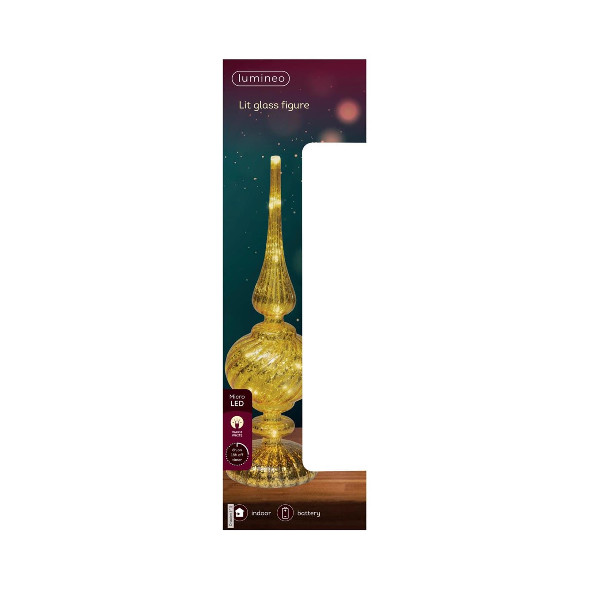 Lumineo micro led tafelpiek glas ã˜9x30cm goud warm wit