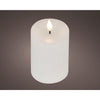 Lumineo realistische led kaars met wax pit en vlam effect ã˜7.5x13,5cm wit met 6uur timer werkt op batterij