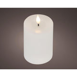 Lumineo realistische led kaars met wax pit en vlam effect ø7.5x13,5cm wit met 6uur timer werkt op batterij - afbeelding 1