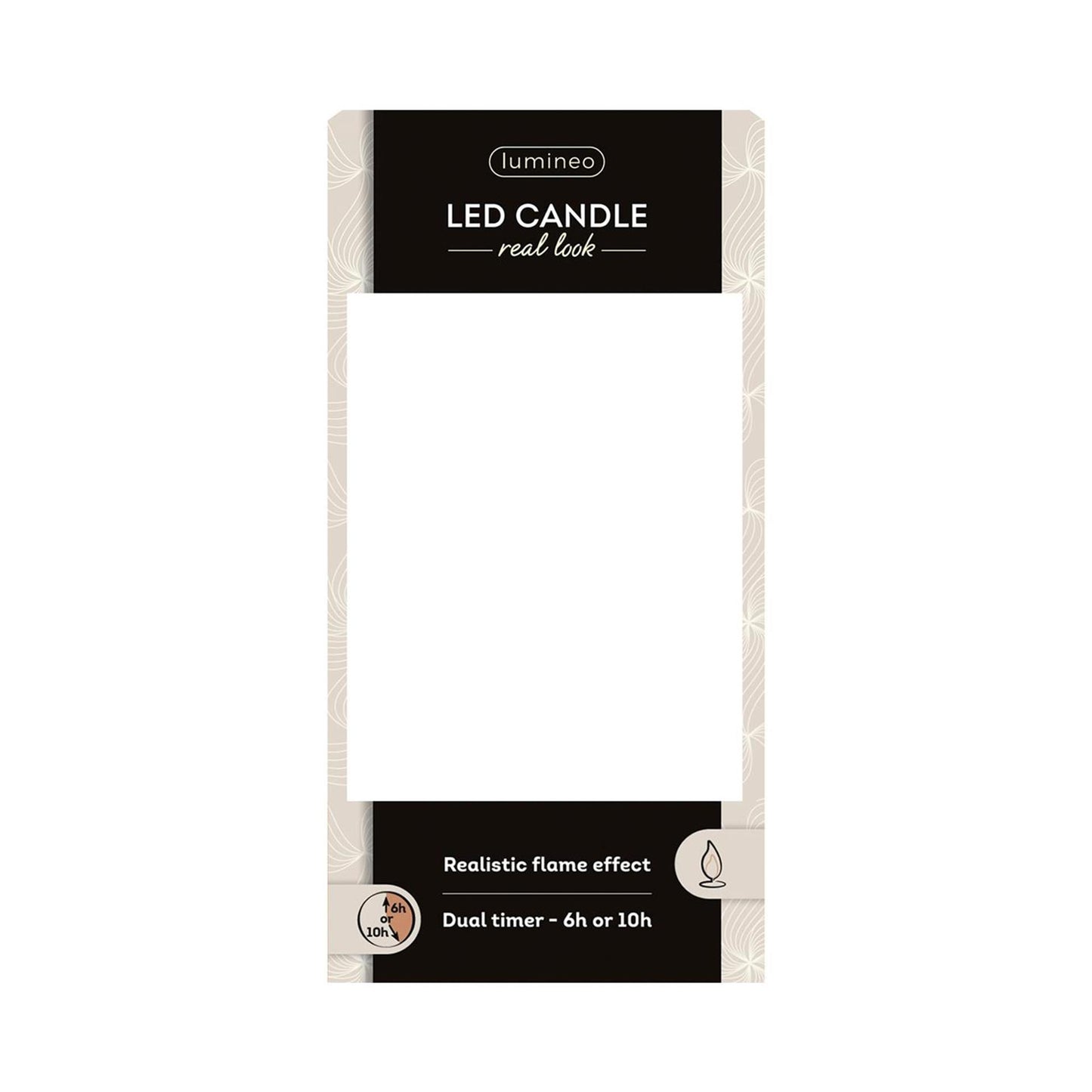 Lumineo realistische led kaars met wax pit en vlam effect ã˜7.5x13,5cm wit met 6uur timer werkt op batterij