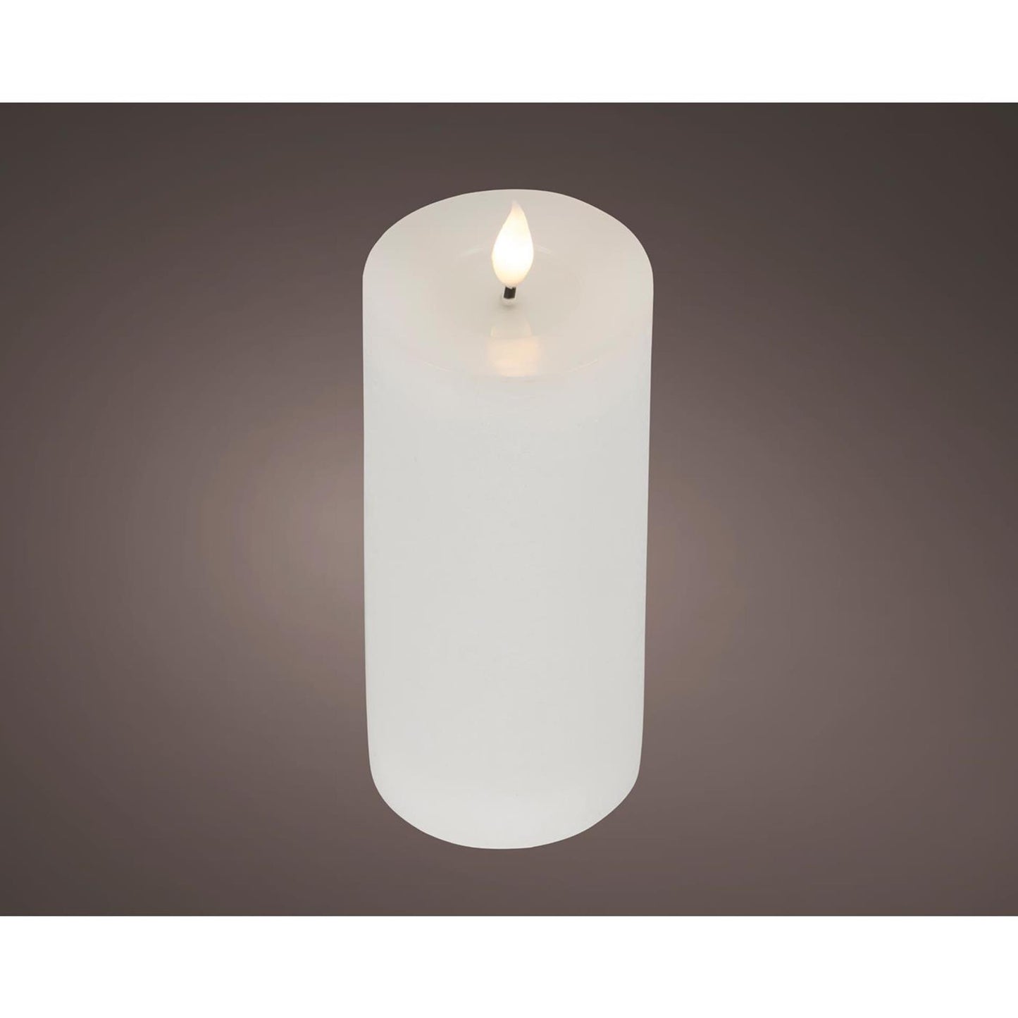 Lumineo realistische led kaars met wax pit en vlam effect ã˜7.5x20cm wit met 6uur timer werkt op batterij