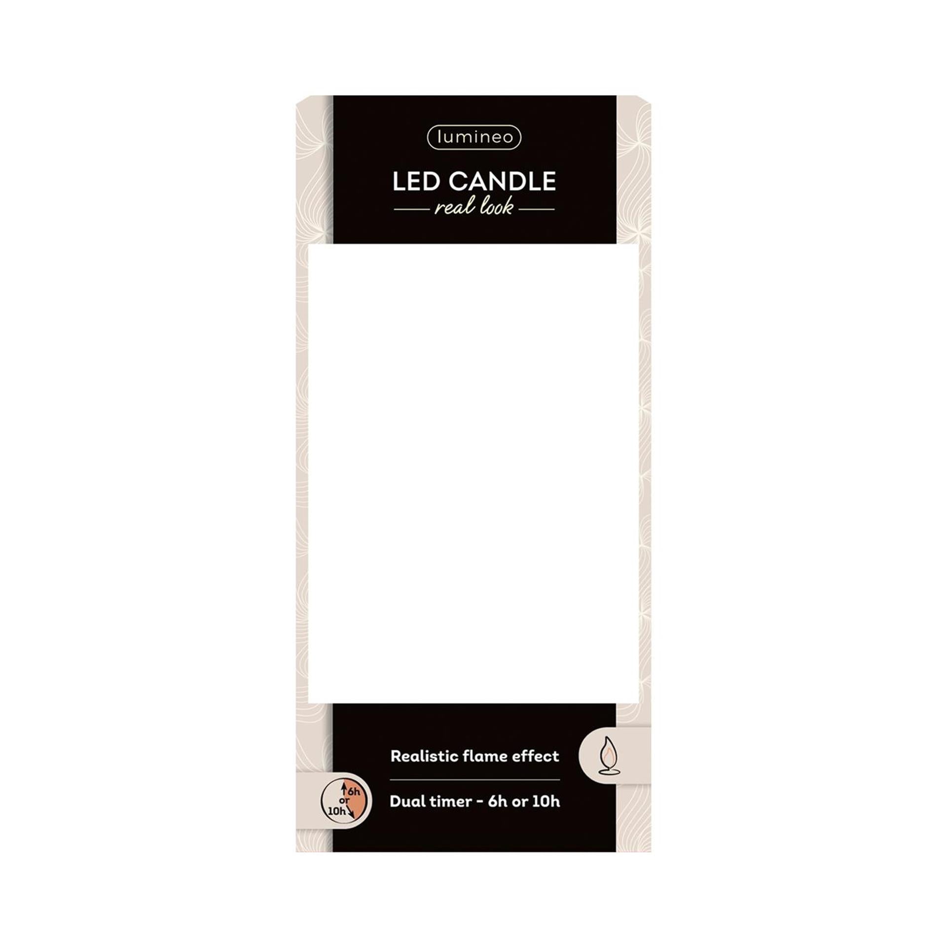 Lumineo realistische led kaars met wax pit en vlam effect ã˜7.5x20cm wit met 6uur timer werkt op batterij