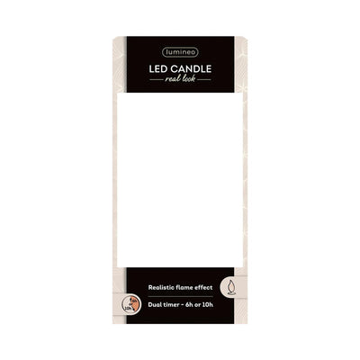 Lumineo realistische led kaars met wax pit en vlam effect ã˜7.5x20cm wit met 6uur timer werkt op batterij