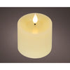 Lumineo realistische led kaars met wax pit en vlam effect ã˜7.5x9,5cm crã©me met 6uur timer werkt op batterij