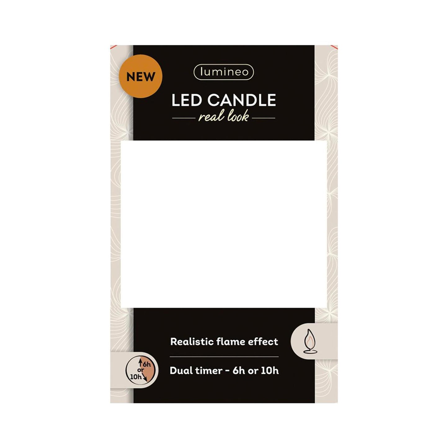 Lumineo realistische led kaars met wax pit en vlam effect ã˜7.5x9,5cm crã©me met 6uur timer werkt op batterij