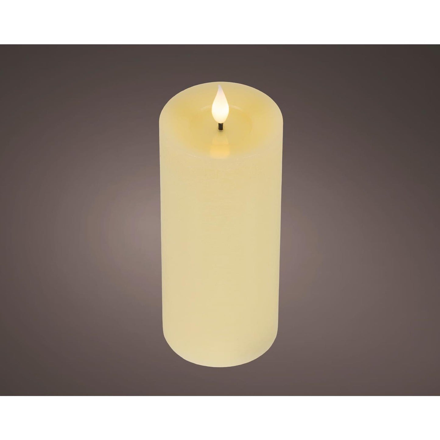 Lumineo realistische led kaars met wax pit en vlam effect ã˜7.5x20cm crã©me met 6uur timer werkt op batterij