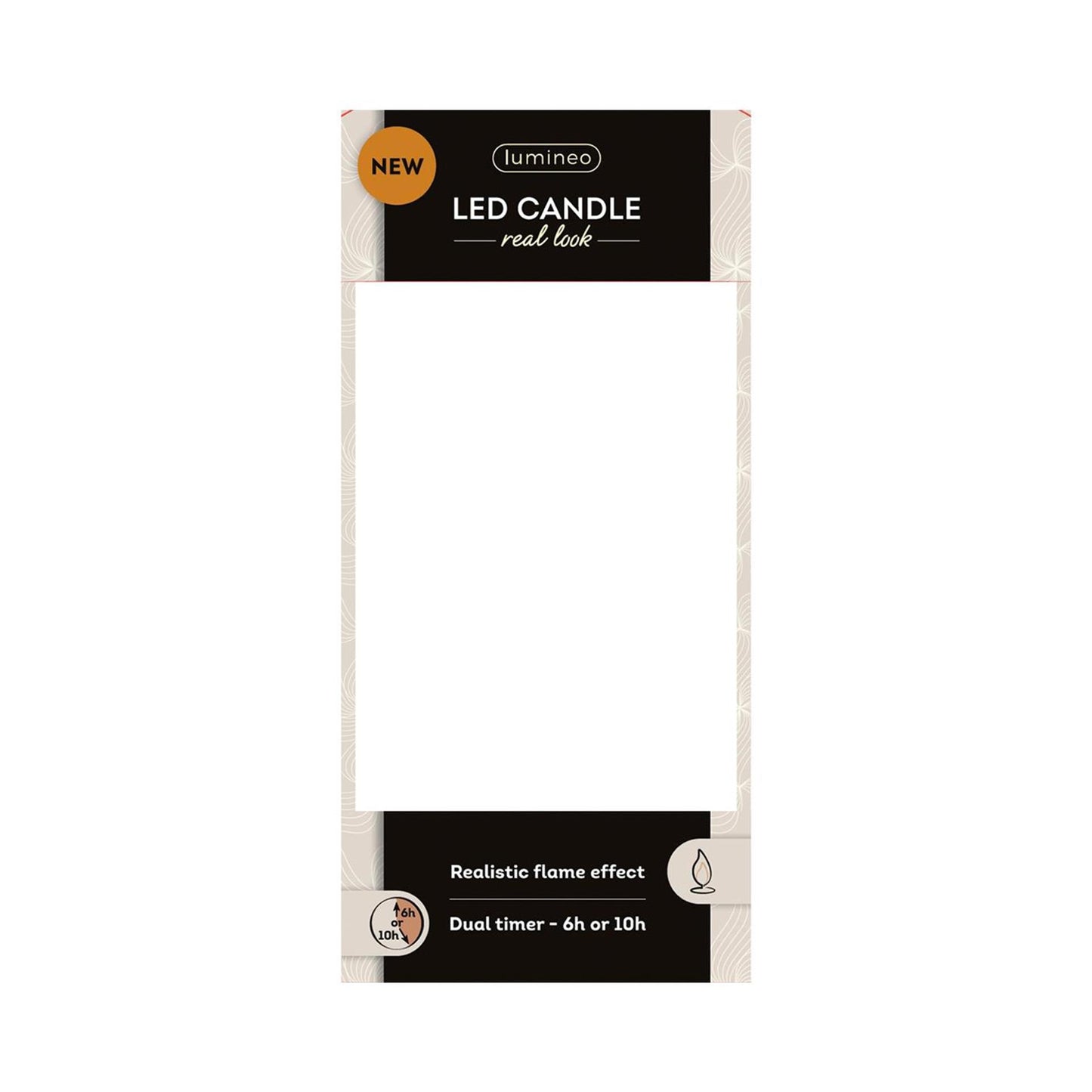 Lumineo realistische led kaars met wax pit en vlam effect ã˜7.5x20cm crã©me met 6uur timer werkt op batterij