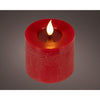 Lumineo realistische led kaars met wax pit en vlam effect ã˜7.5x9,5cm rood met 6uur timer werkt op batterij