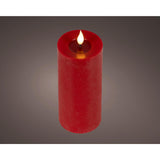 Lumineo realistische led kaars met wax pit en vlam effect ø7.5x20cm rood met 6uur timer werkt op batterij - afbeelding 1