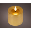 Lumineo realistische led kaars met wax pit en vlam effect ã˜7.5x9,5cm goud met 6uur timer werkt op batterij