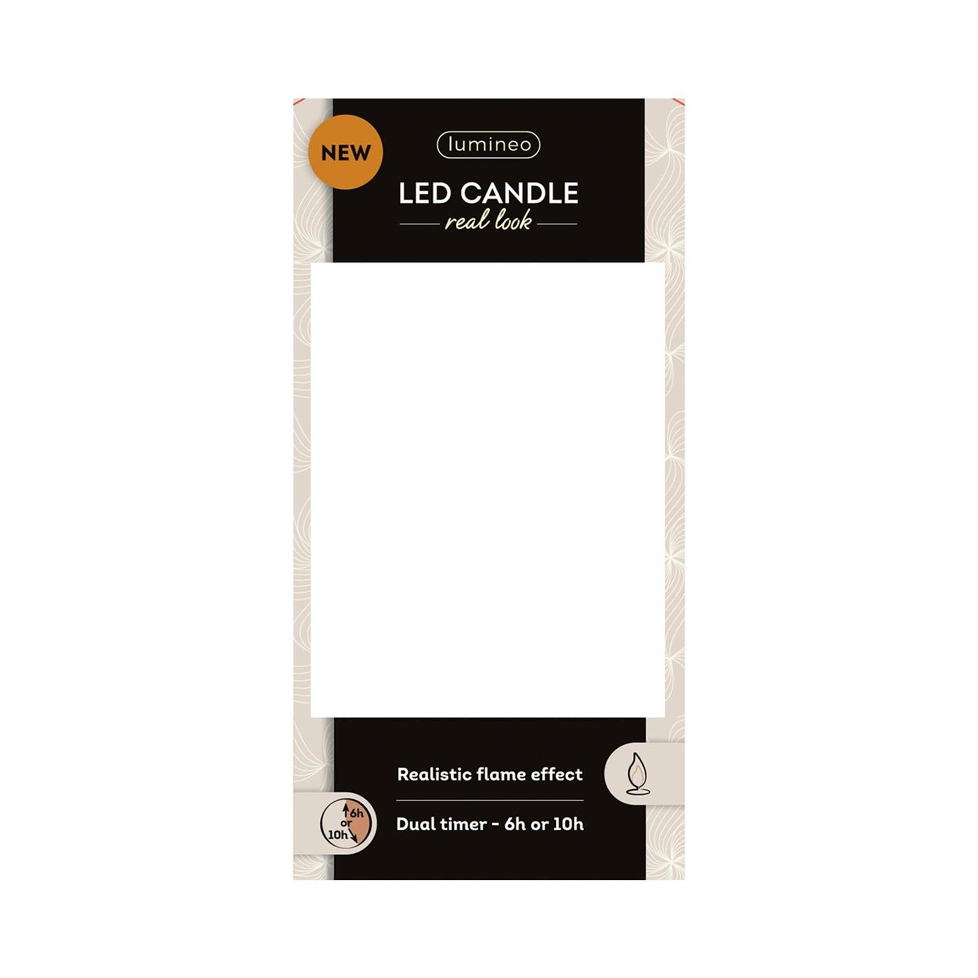Lumineo realistische led kaars met wax pit en vlam effect ã˜7.5x13,5cm goud met 6uur timer werkt op batterij