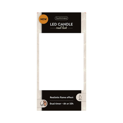 Lumineo realistische led kaars met wax pit en vlam effect ø7.5x13,5cm goud met 6uur timer werkt op batterij