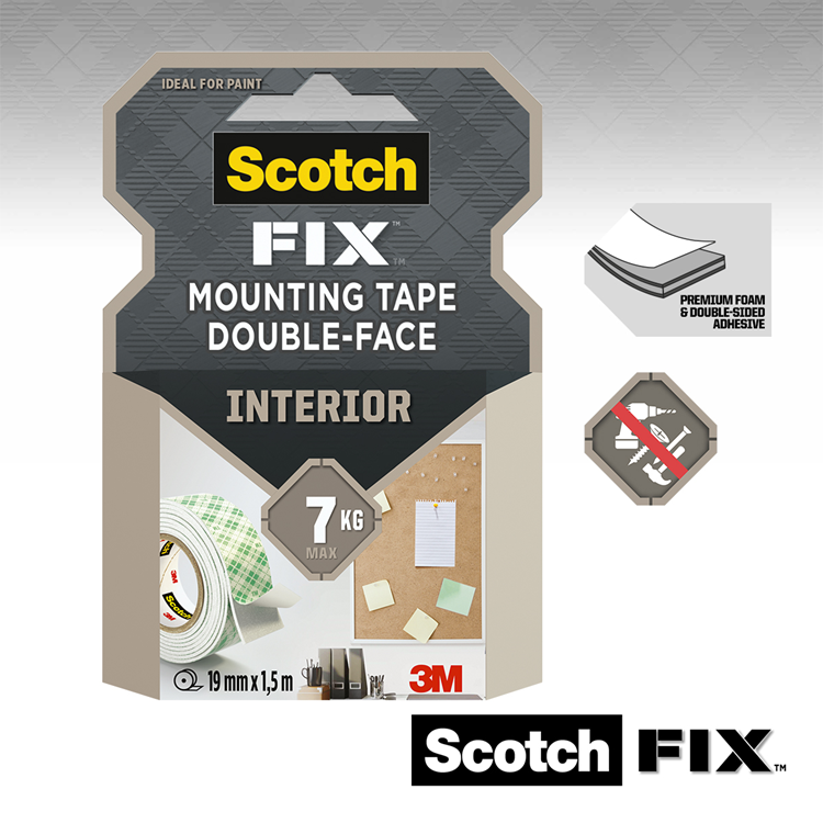 3m 1071428 - scotch-fix™ interior montage tape 19mmx5m, 1 rol pak | 12 stuks