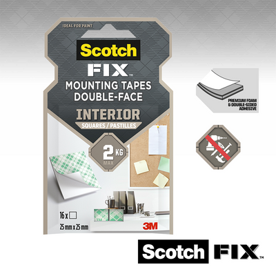 3m 1071431 - scotch-fix™ interior montage vierkantjes 25mmx25mm, 16 stri | 16 stuks