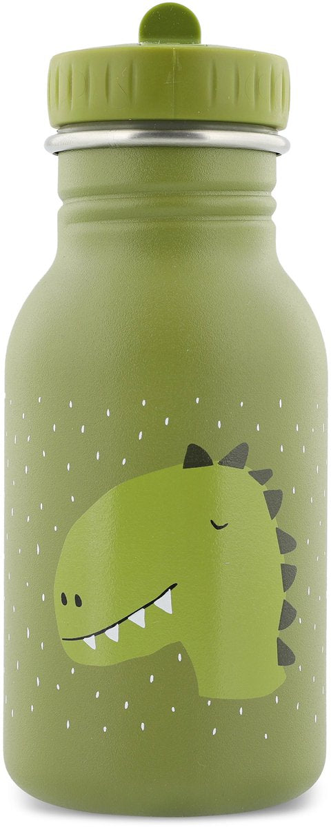 Trixie drinkfles - mr. dino - rvs waterfles voor kinderen - 350 ml - lekvrije fles - groen - dino