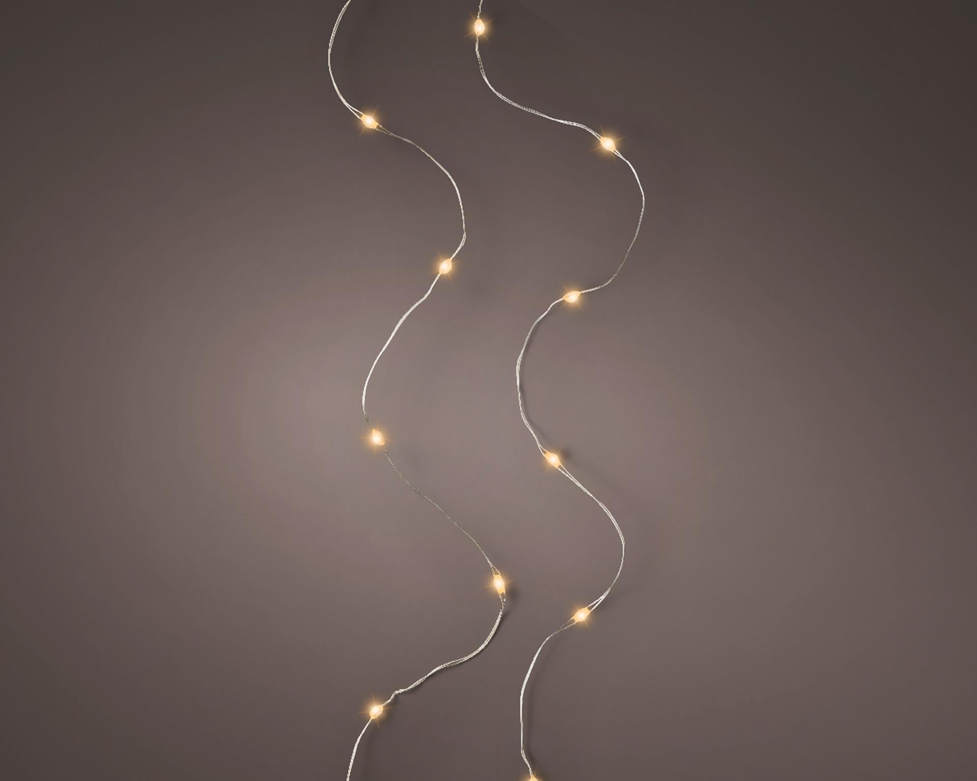 Lumineo micro led stringlights 60 lamps classic warmwit op batterij met timer 295cm