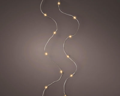 Lumineo micro led stringlights 60 lamps classic warmwit op batterij met timer 295cm