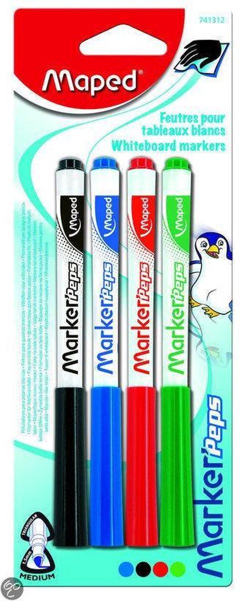 Maped office whitebord viltstiften assorti kleuren x 4